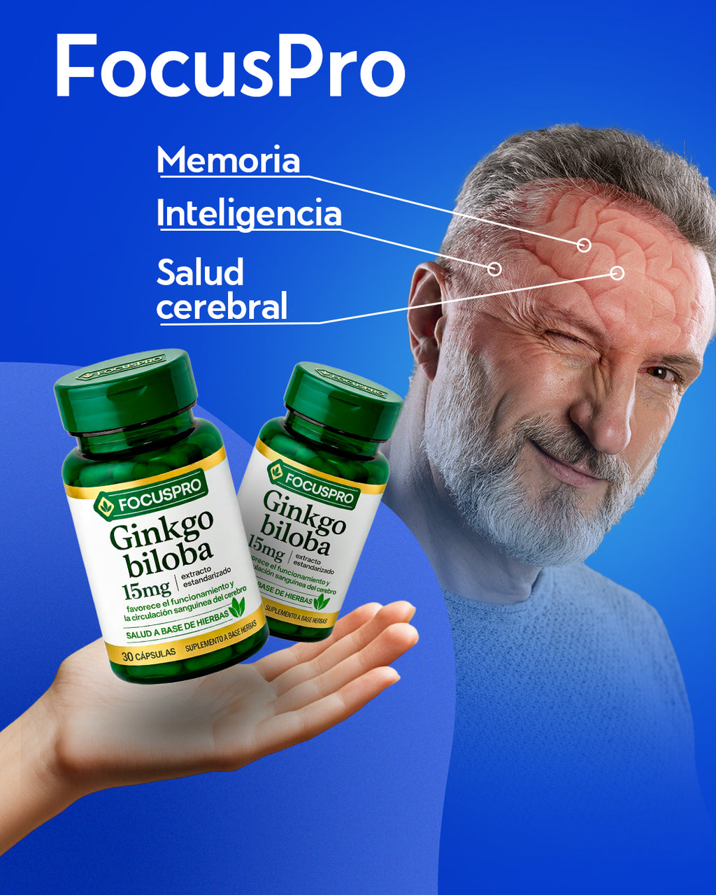 FocusPro - Apoyo para Memoria, Enfoque y Bienestar Mental - 30 Cápsulas 💊