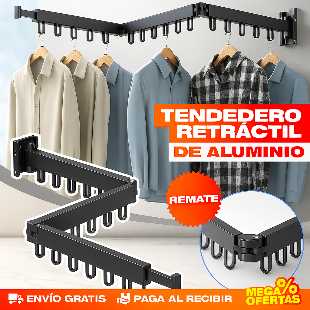 GANCHO TENDEDERO RETRÁCTIL DE ALUMINIO (Alta Calidad)