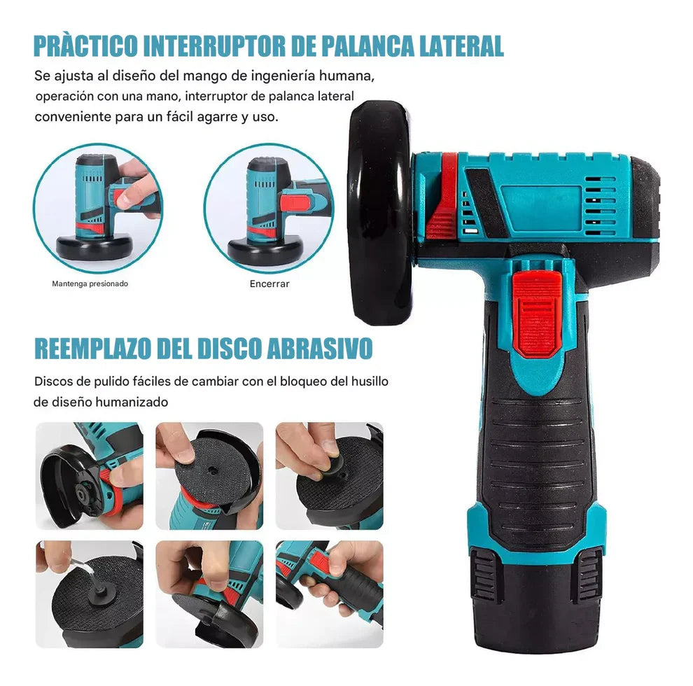 [PROMO] 🔥 PULIDORA ANGULAR AMOLADORA INALAMBRICO RECARGABLE + BATERIA EXTRA y ESTUCHE 🎁